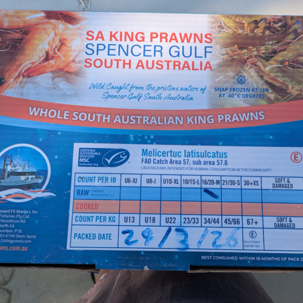 Alternative view of KING Prawns (5KG Pack $19/KG) RRP$28/KG